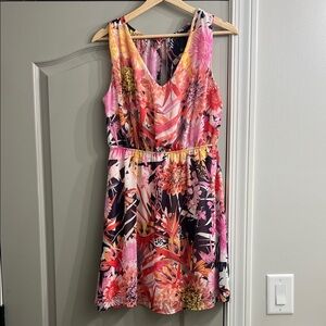 fab'rik Floral Burst Mini Dress - Pink and Yellow